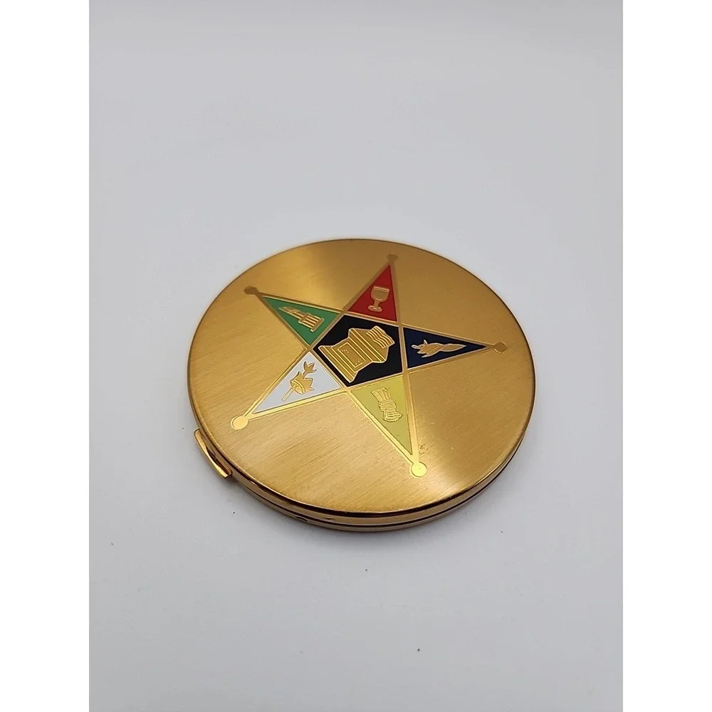 Vintage Elgin American Order Of Eastern Star Masonic 1950s Round Compact READ